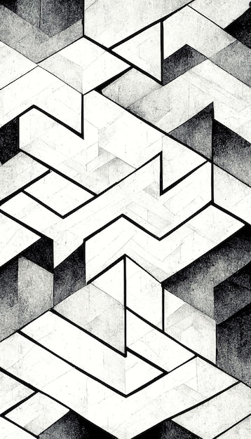 Foto fondo blanco y negro de formas dinámicas abstractas modernas con textura de papel granulado arte digital