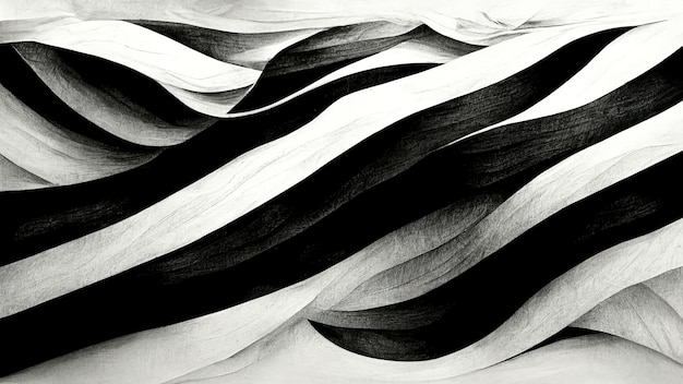 Fondo blanco y negro de formas dinámicas abstractas modernas con textura de papel granulado Arte digital