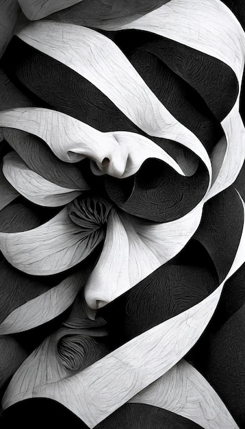 Fondo blanco y negro de formas dinámicas abstractas modernas con textura de papel granulado Arte digital