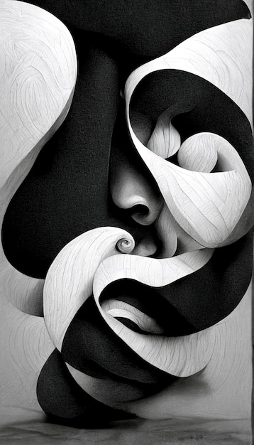 Foto fondo blanco y negro de formas dinámicas abstractas modernas con textura de papel granulado arte digital