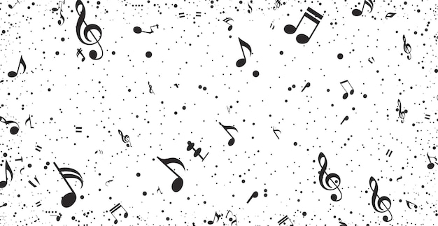 un fondo blanco con notas musicales y notas