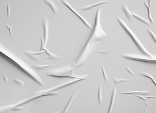 Fondo en blanco de papel de cartel arrugado y arrugado con textura