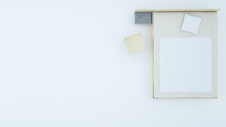 Foto fondo blanco del plan superior de la cama - representación 3d japonesa mínima