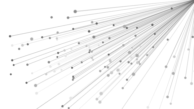 Fondo blanco de puntos de conexión Ilustración abstracta de puntos y líneas voladoras El concepto de big data Conexión de red 3d rend