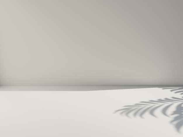 Fondo blanco con sombra de árbol y luz para la presentación del producto