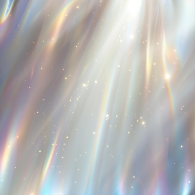 fondo blanco suave y borroso con rayos de luz holográficos iridescentes