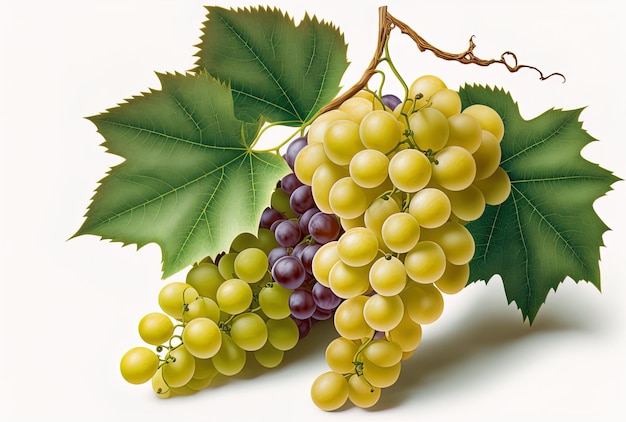 Un fondo blanco con uvas.