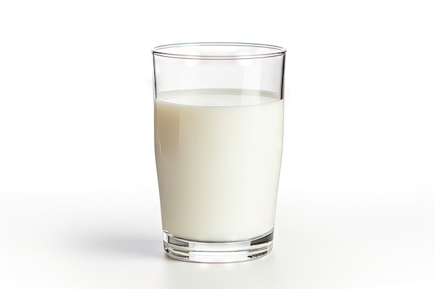 Fondo blanco con un vaso de leche.