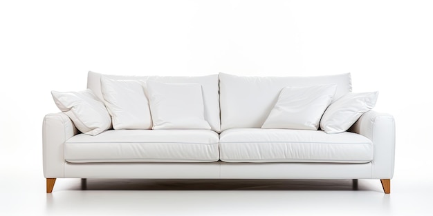 Fondo blanco vista lateral aislada de un sofá