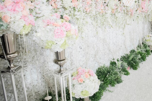 fondo de la boda con la decoración de la boda y la flor