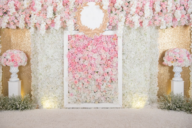 fondo de la boda con la decoración de la boda y la flor