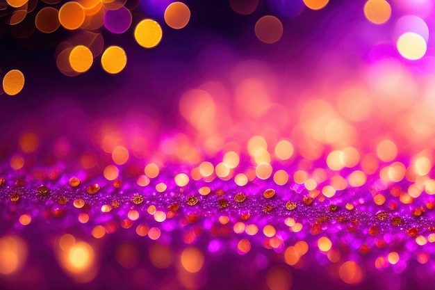 Fondo bokeh brillo púrpura brillo desenfocado violeta y brillo dorado