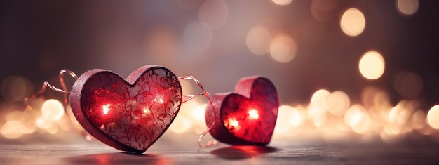 Fondo de bokeh de corazón rojo Día de San Valentín vacaciones IA generativa