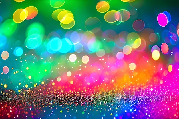 Un fondo bokeh festivo con luces brillantes y círculos bokeh en colores alegres y vibrantes c...