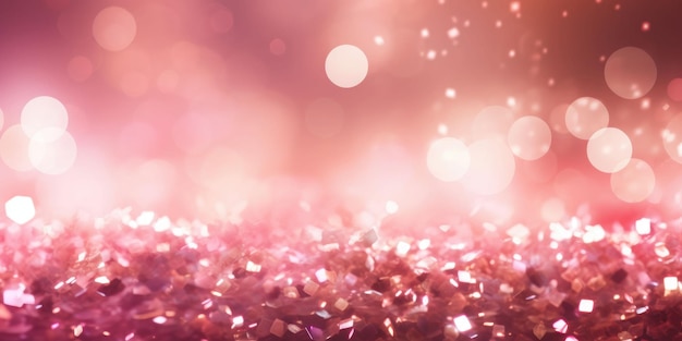 Fondo bokeh en rosa con reflejo en la luz Brillo y polvo de diamante generado por IA