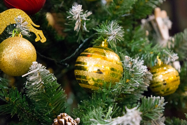 Fondo de bolas de árbol de Navidad