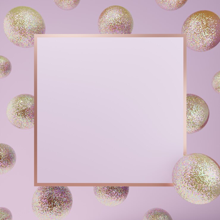 Fondo de bolas de brillo festivo de renderizado 3D o tablero de mensajes para el cuidado de la piel de Snack Beauty