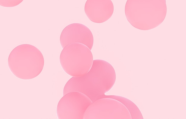 Fondo de bolas degradado rosa suave 3d