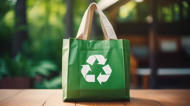 Fondo de bolsa de reciclaje ecológico Sin concepto de bolsa de plástico Dejar de usar paquete desechable Ai generativo