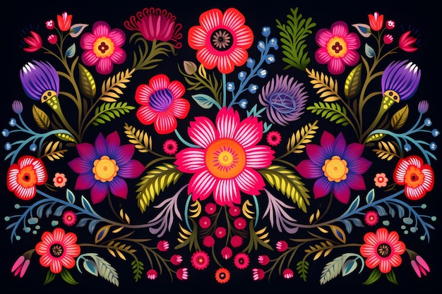 fondo de bordado floral mexicano