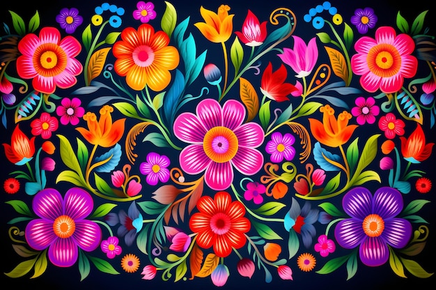 fondo de bordado floral mexicano