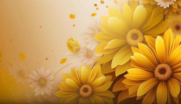 Fondo de borde de flor de color amarillo abstracto floral AI generado