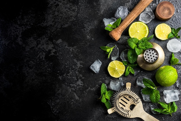 Foto fondo de borde de menú de restaurante de cócteles y bebidas