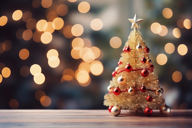 Fondo borroso con un árbol de Navidad adornado