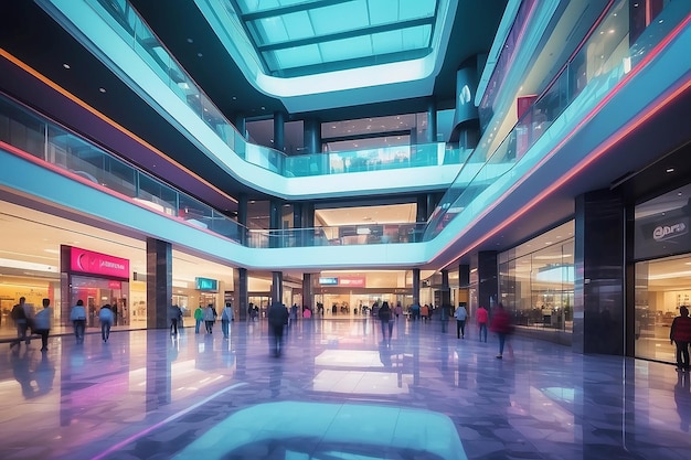 Fondo borroso del centro comercial con fallo RGB