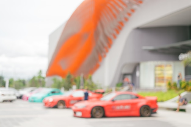 Foto fondo borroso: coche en grandes almacenes desenfoque de fondo con bokeh.