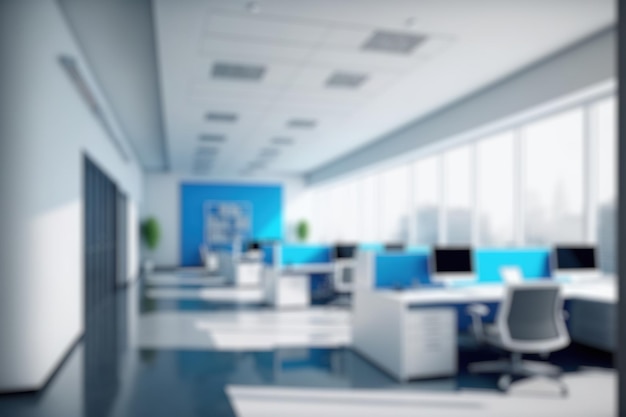 Fondo borroso del diseño interior moderno de la oficina Espacio de trabajo contemporáneo para negocios creativos