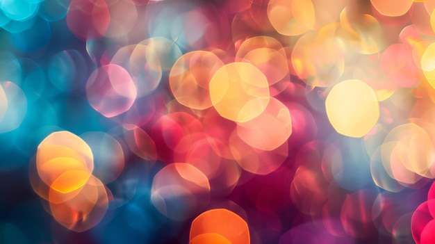 un fondo borroso de luces de colores con las palabras luz en la esquina inferior derecha