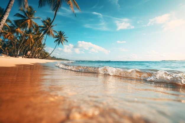 Foto el fondo borroso del paraíso de la playa tropical de verano