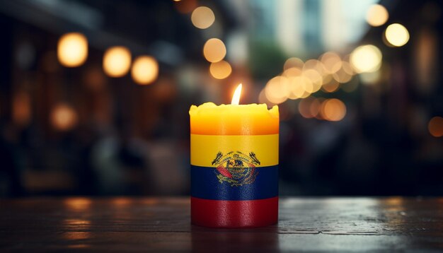 Foto un fondo borroso de una vela de la bandera de la república de colombia
