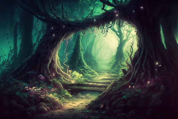 fondo de bosque de fantasía