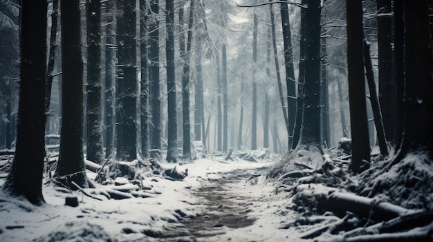 Fondo de bosque nevado