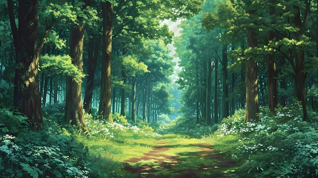 Fondo de bosque verde de primavera