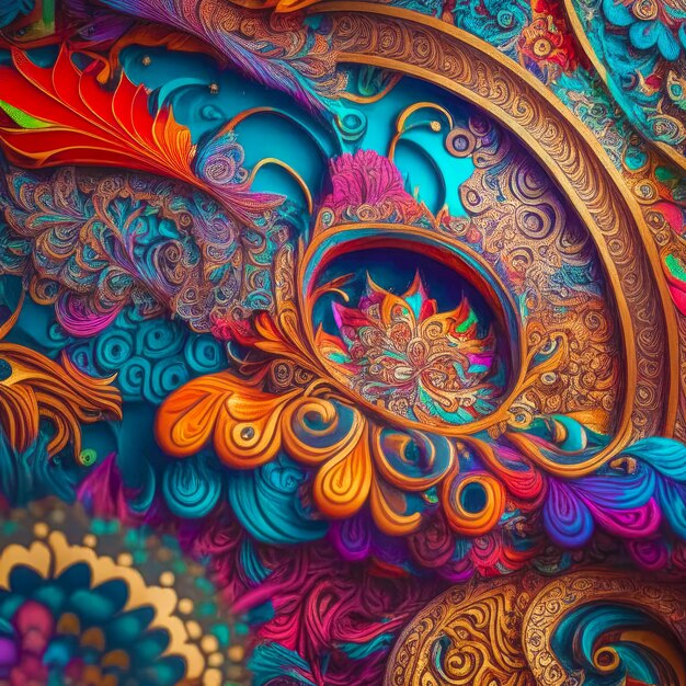 fondo brillante y colorido con un patrón oriental brillante