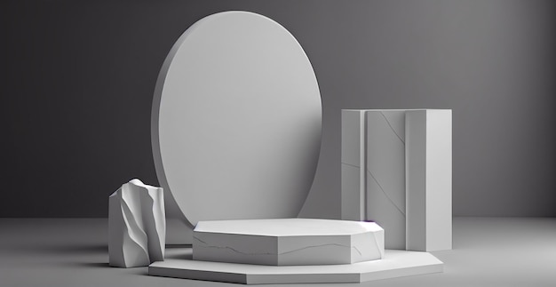 Fondo brillante de pedestal de podio vacío con concepto de portacilindros Estante promocional del producto Imagen generada por IA