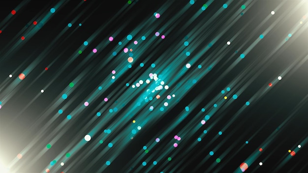 Fondo de brillo abstracto con efecto bokeh y render 3d de partículas brillantes brillantes