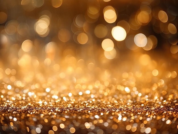 Fondo de brillo dorado textura de brillo con bokeh y luces brillantes lámina de oro metálico brillante