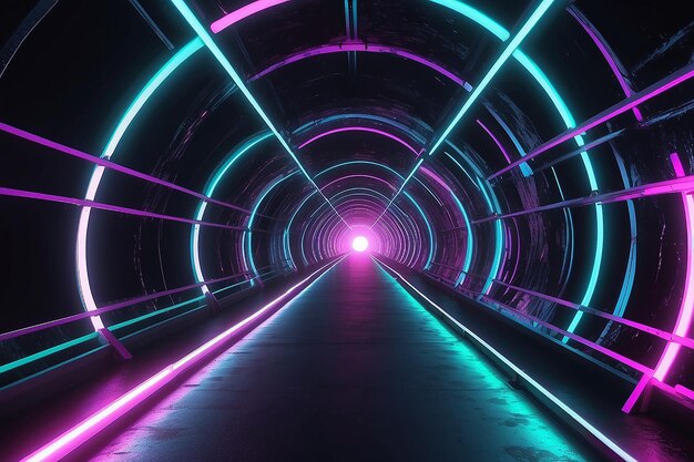 Fondo de brillo de neón del túnel de luz