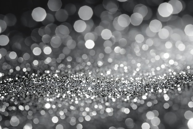 Fondo de brillo plateado blanco con diseño de estandarte brillante y brillante bokeh