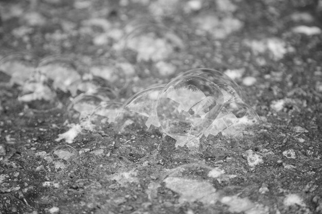 Fondo de burbujas grises abstractas Concepto de líquido químico Textura transparente
