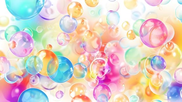 Fondo con burbujas de peach de colores brillantes en un fondo blanco Ilustración de comunicación