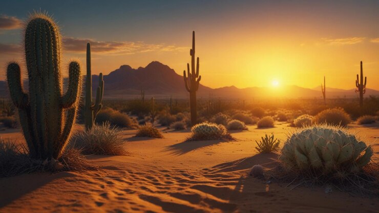 El fondo de cactus en el desierto es muy hermoso y pacífico