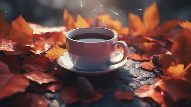 Fondo de café acogedor otoño Ilustración AI GenerativexA