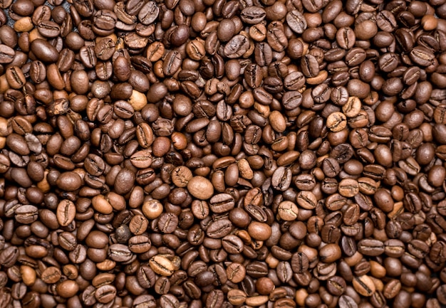 Fondo de café granos de café tostados