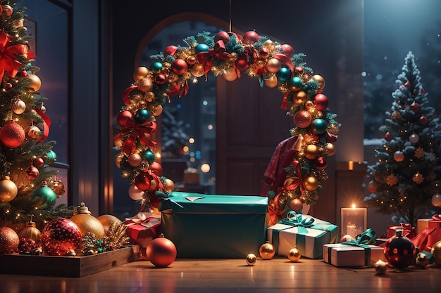 fondo de la caja de regalos del árbol de Navidad