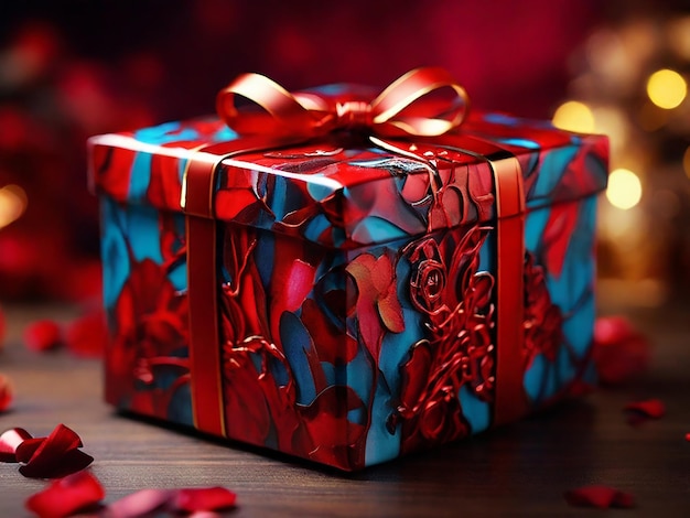 Fondo de la caja de regalos con rojo